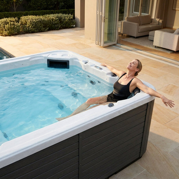 18 Foot Swim Spa Built for Athletic Training, Powerful Current System, Ergonomic Recovery Seating, Contemporary Design