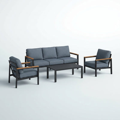 Outdoor Lounge Set Built for All-Weather Entertainment, Powder-Coated Aluminum Frame, Premium Cushions