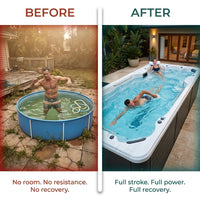Swim Spa Built for Extended Training, 19ft Length, Hydrotherapy Zone, Contemporary Design, Premium Shell — Before & After