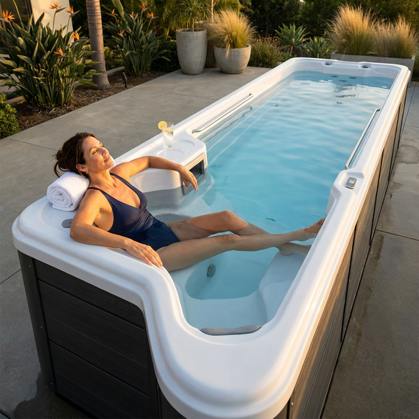 Swim Spa Built for Extended Training, 19ft Length, Hydrotherapy Zone, Contemporary Design, Premium Shell