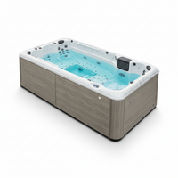 Swim Spa Designed for Urban Living, 14ft Compact Size, Integrated Therapy Zone, Premium Wood Cabinet
