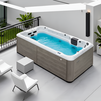 Swim Spa Designed for Urban Living, 14ft Compact Size, Integrated Therapy Zone, Premium Wood Cabinet