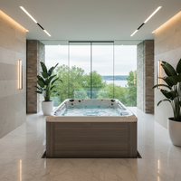 Swim Spa Designed for Urban Living, 14ft Compact Size, Integrated Therapy Zone, Premium Wood Cabinet